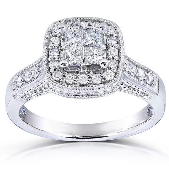 Princess Quad Diamond Engagement Ring 5/8 Carat ctw in 14k