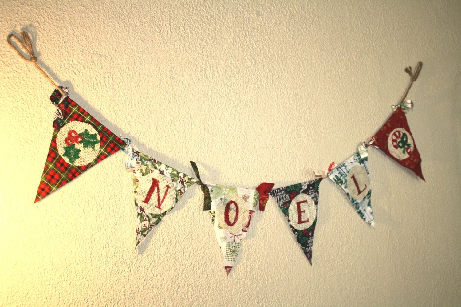 Handmade and Hand Painted Christmas Pennant Banner NOEL, JOY, or BELIEVE