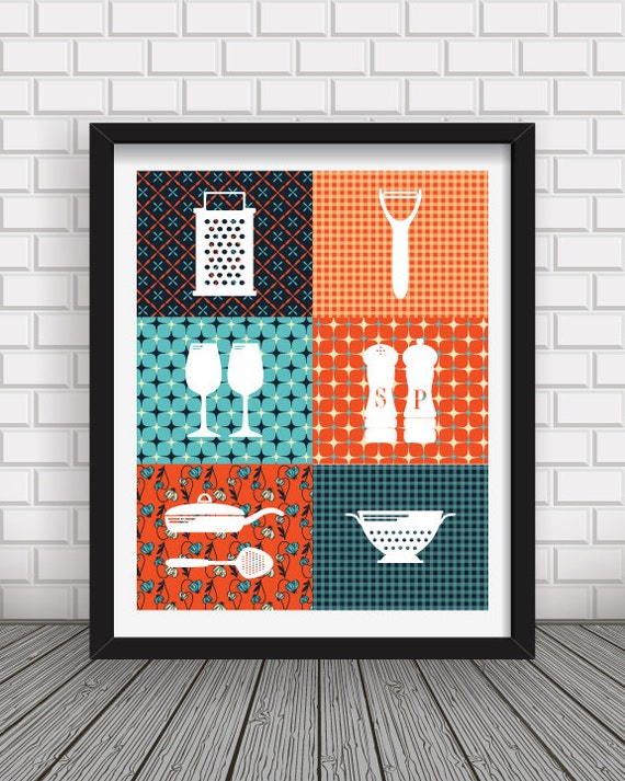 Kitchen utensils decor set,utensils wall art, kitchen decor,modern