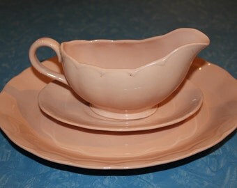 Grindley Peach Petal England - Set of Gravy Boat, Underplate and Platter