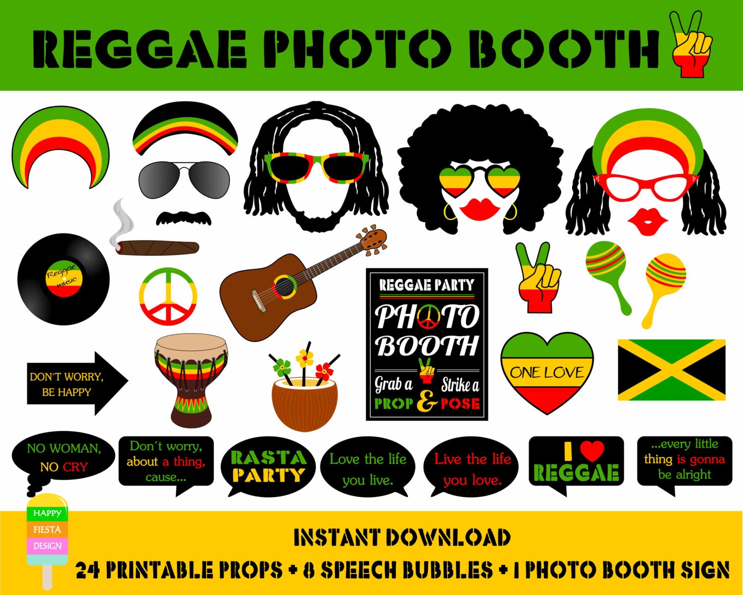 booth photo props themed retro Decoration Jamaican Gallery > Ideas For Party