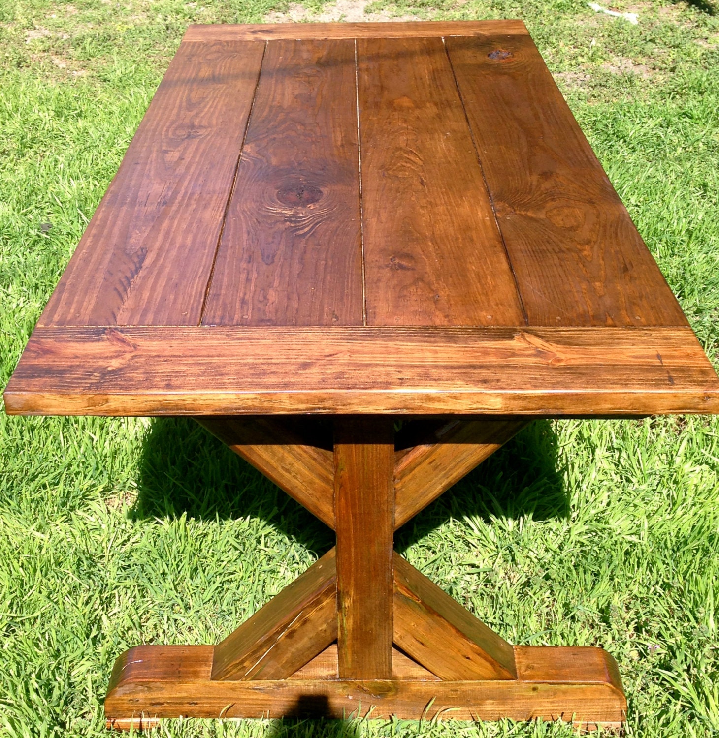 Trestle Leg Rustic Dining Table by OnPointWoodDesign on Etsy