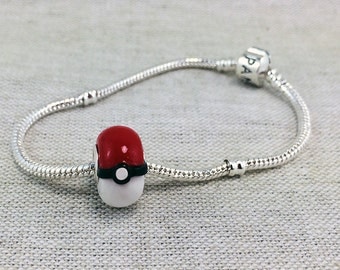 Pokemon Inspired Pokeball Charm Bracelet Bead