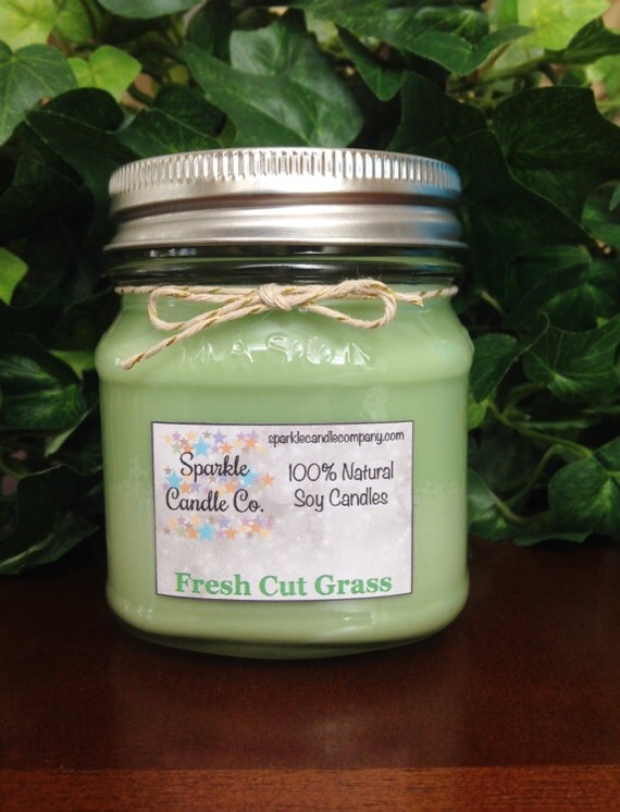 FRESH CUT GRASS Soy Candle Scented Soy Candle by SparkleCandleCo