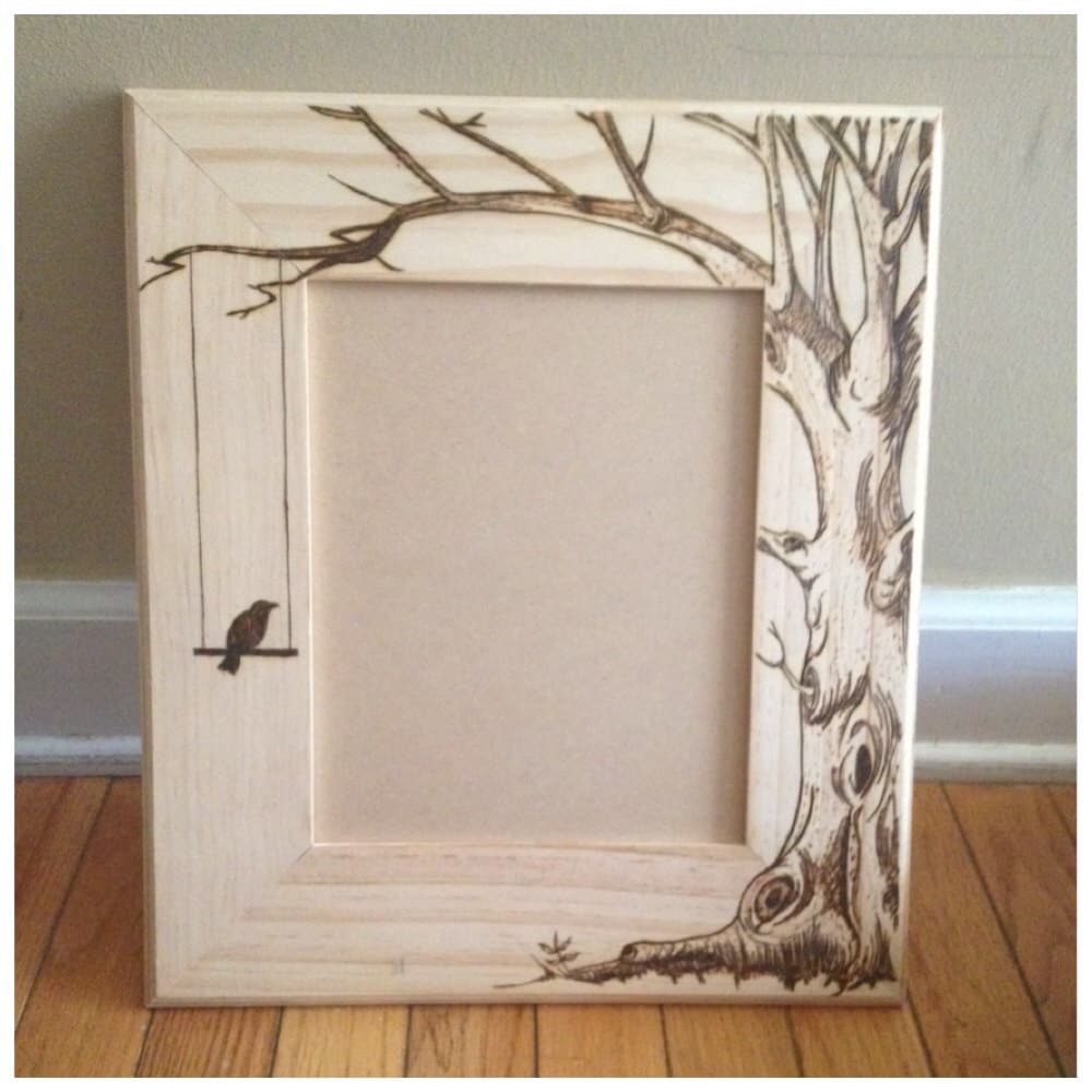 Wood burned picture frame