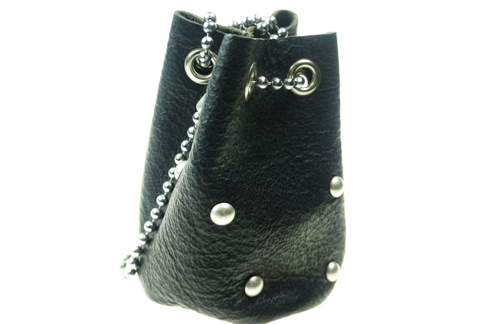 RESERVED Sale 30% Discount Petite Black Leather Pouch with