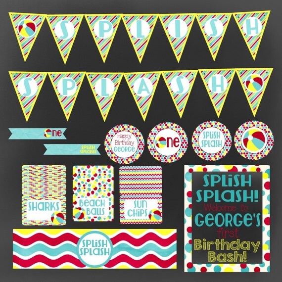 Splish Splash Birthday Bash Party Package. Personalized and
