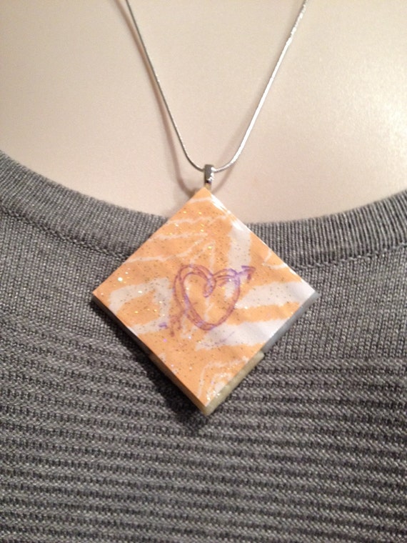 Items similar to Glass Tile Pendant NecklaceReversible on Etsy