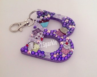 Handcrafted Letter Keyring, Swarovski embellished letter, Alphabet Keyring, Diamanté Letter, Handbag Letter Charm, Swarovski Handbag Charm