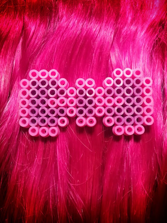 Items similar to Pink and Purple Perler Bead Hair Clip on Etsy