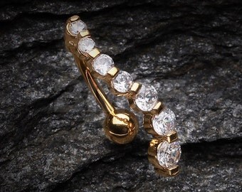 Golden Journey Sparkle Reverse Belly Button Ring