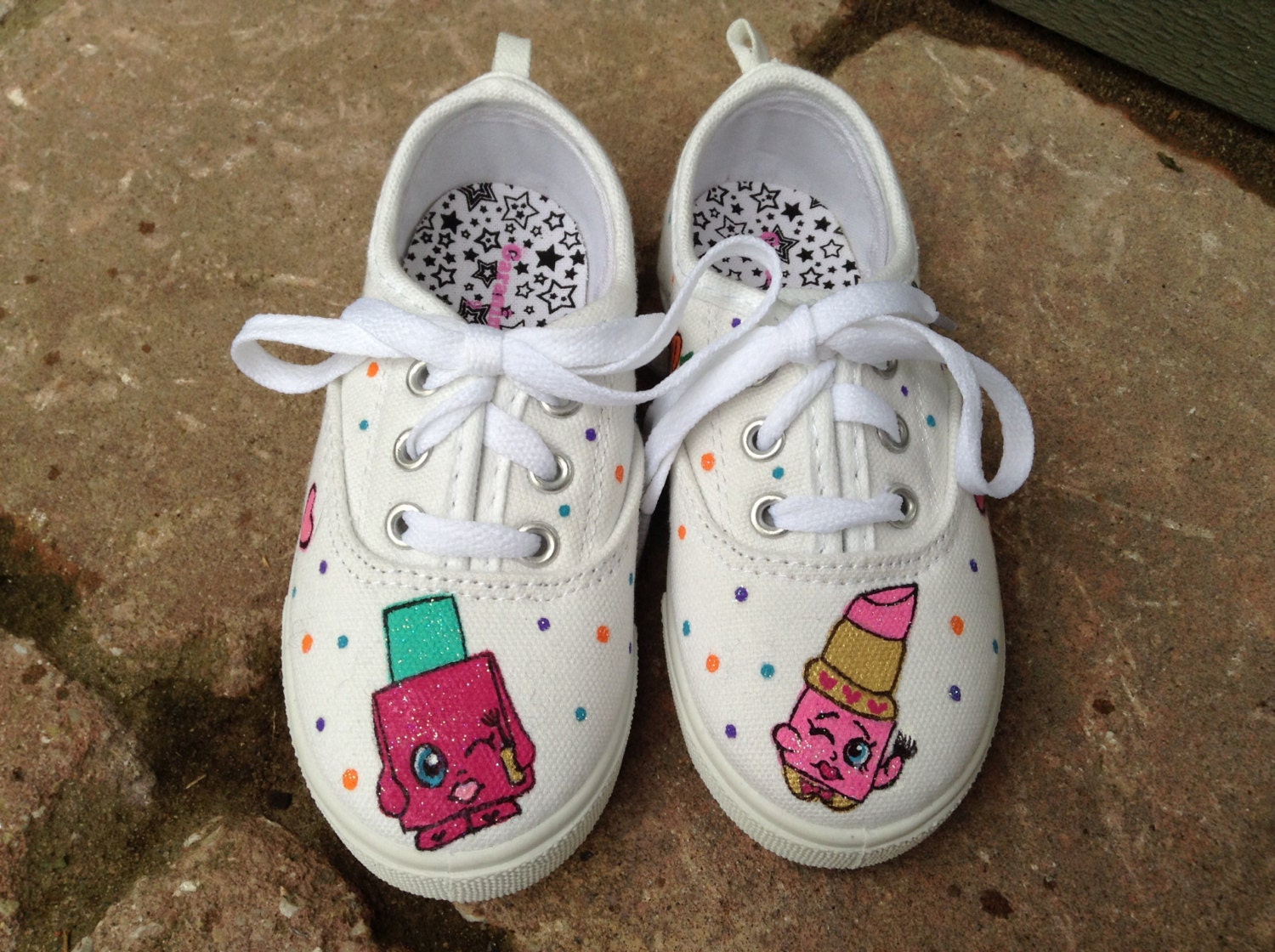 little Girls Shopkins hand painted shoes sz 9
