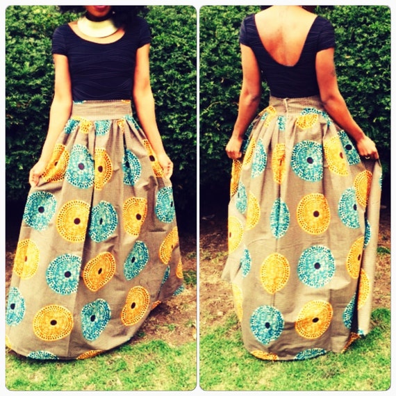 African print maxi skirt by Roshes on Etsy