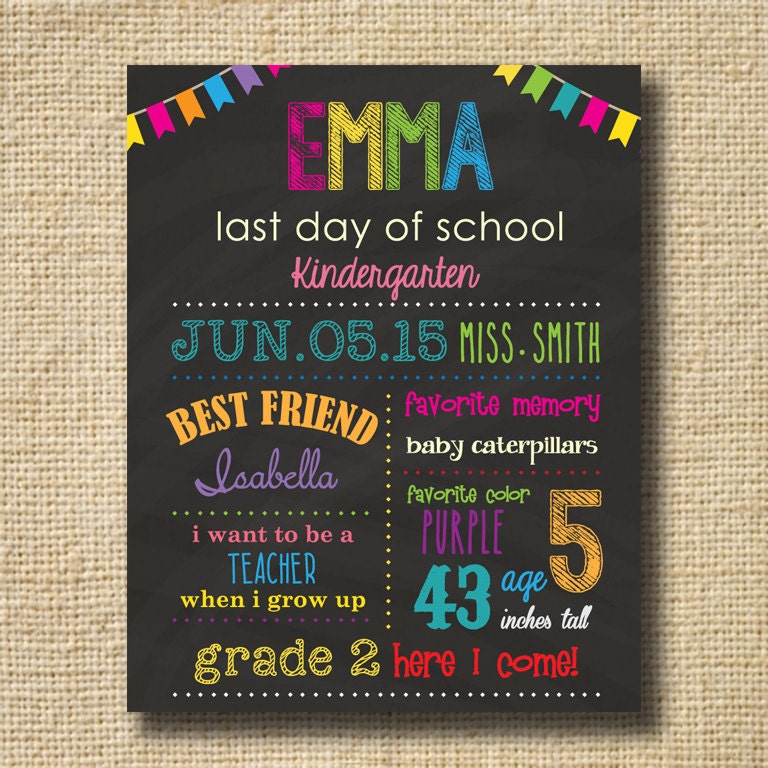 Last Day of School Chalkboard Sign Personalized & by creativelime