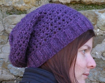 Knit hat, Violet mohair chunky hat, One of a kind gift for bestie, Skate boarding indigo beanie - il_340x270.742299511_9ap3