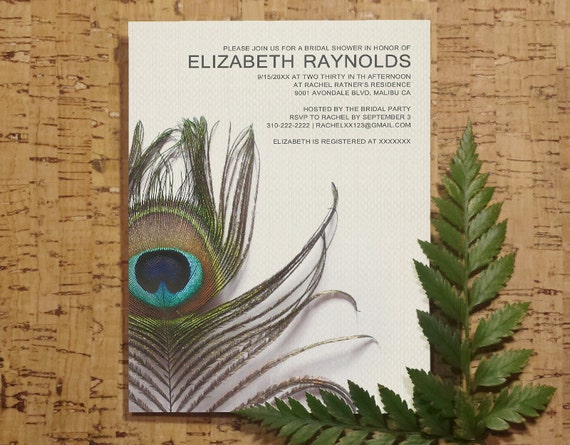 Items Similar To Peacock Feathers Bridal Shower Invitation Template Bridal Invitations Wedding Peacock Bridal Shower Invitations Templates