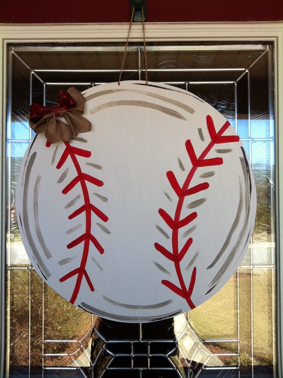 Baseball Wooden Door Hanger by PinkWhimsyCollection on Etsy