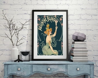 ART DECO POSTER French canvas print home decor wall art Art Deco Wall Art posters Large Poster French Style Absinthe Old Style Posters Color