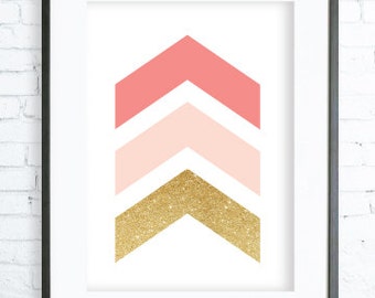 Christmas Decoration, Modern art decor printable, Geometric Print Art, Chevrons Art, Modern Art Prints,Coral Printable, Coral Wall Art