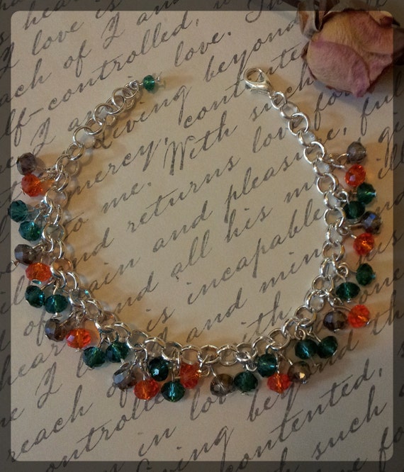 Handmade charm bracelet with crystal beads and by BanSisDesign