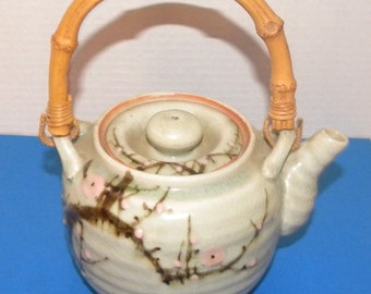 Vintage Japanese Teapot, Teapot with Cherry Blossoms, Porcelain Teapot ...