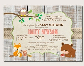 Forest Animal baby shower invitations, Woodland Baby Shower Invitation _59