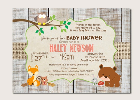 Woodland Animal Baby Shower Invitations 3