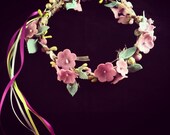 Flower Girl Head Piece, Flower Girl Hair Wreath, Flower Girl Halo, Green Berries Crown, Bridal halo, flower crown, coachella 