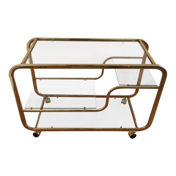 RESERVED Brass glass gold bar cart Made in by IndulgenceDecorinc