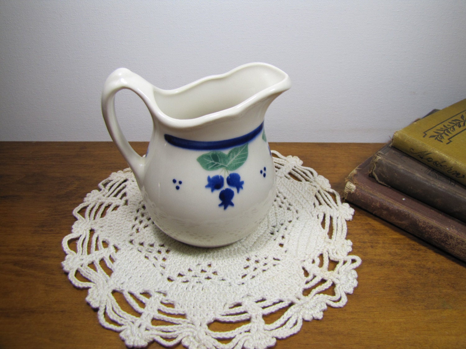 Vintage Hartstone Pottery Pitcher Creamerr Wild Blueberry