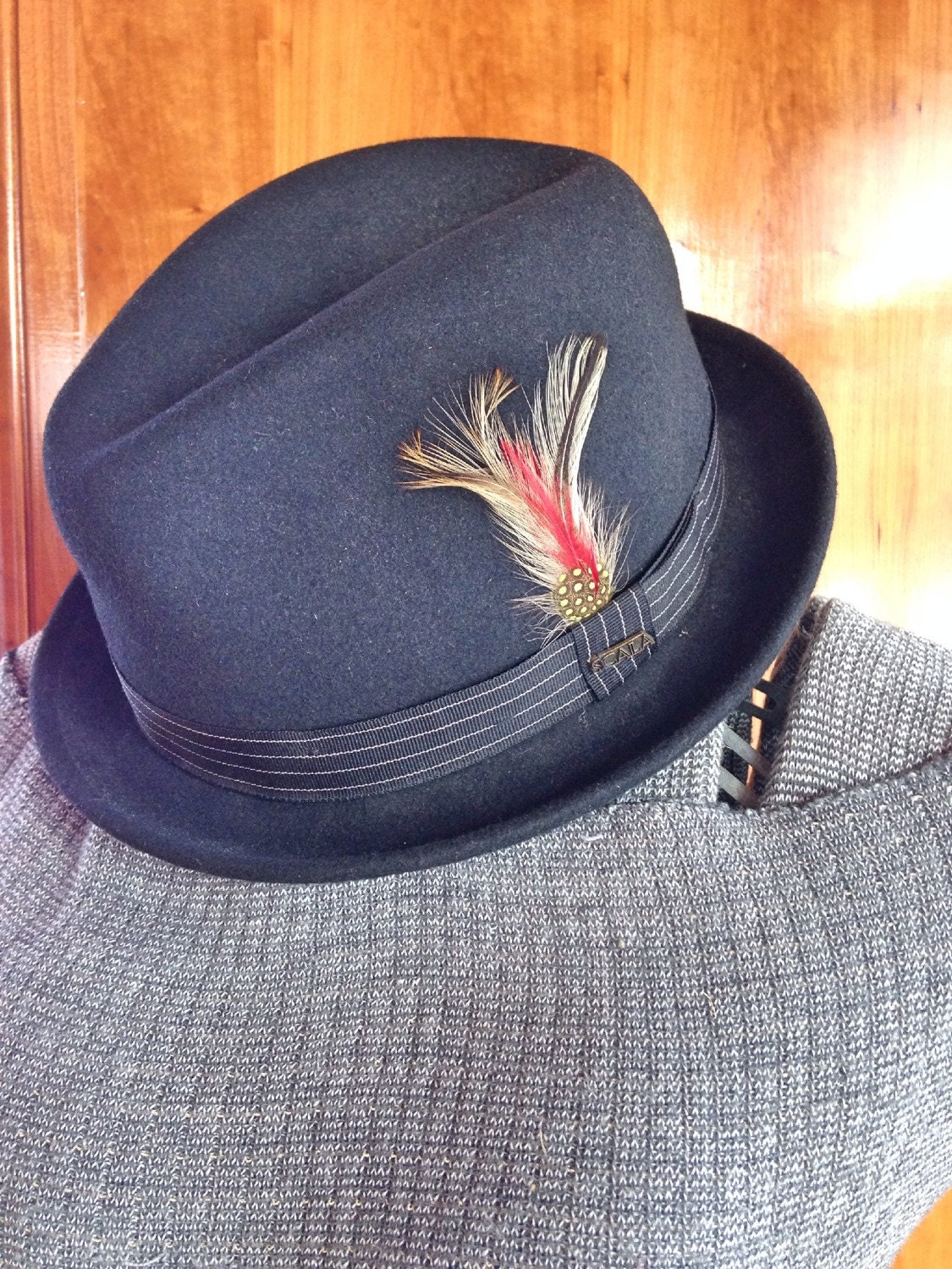 Vintage Fedora / Men's Black Fedora Hat / Wool / Mad Men