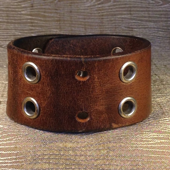 Upcycled belt cuff bracelet leather bracelet men's