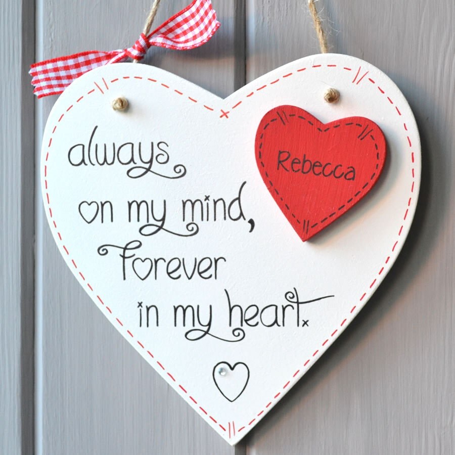 Valentine Message Heart plaque personalised with any name.