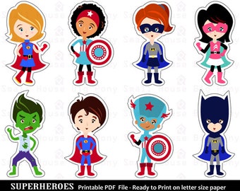 Superhero Clip art, Clipart , Printable Cut-Outs, Superhero Clipart, Super Hero Clipart, Hero Clipart- Instant download printable pdf