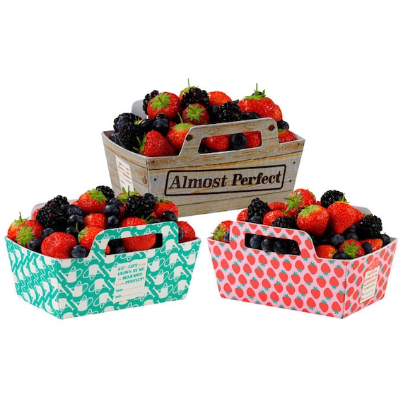 Items similar to Colorful Fruit and Vegetable Cardboard Gift Baskets