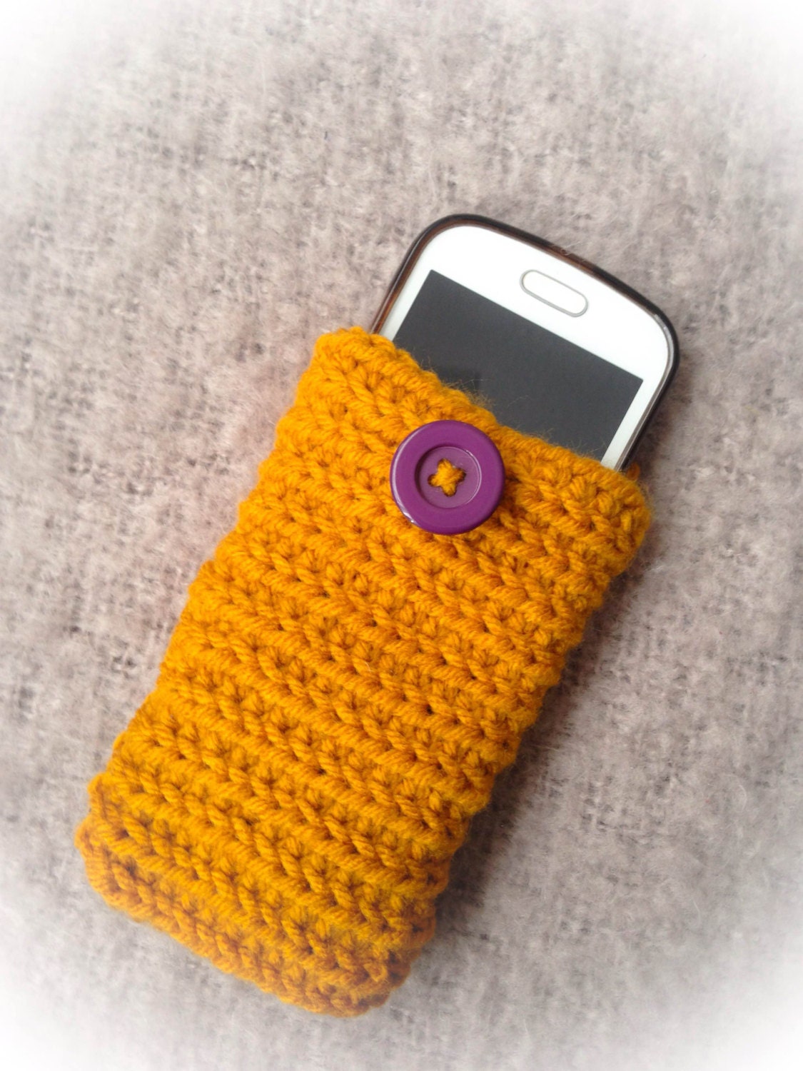 Yellow Phone Case Mustard yellow phone case with purple
