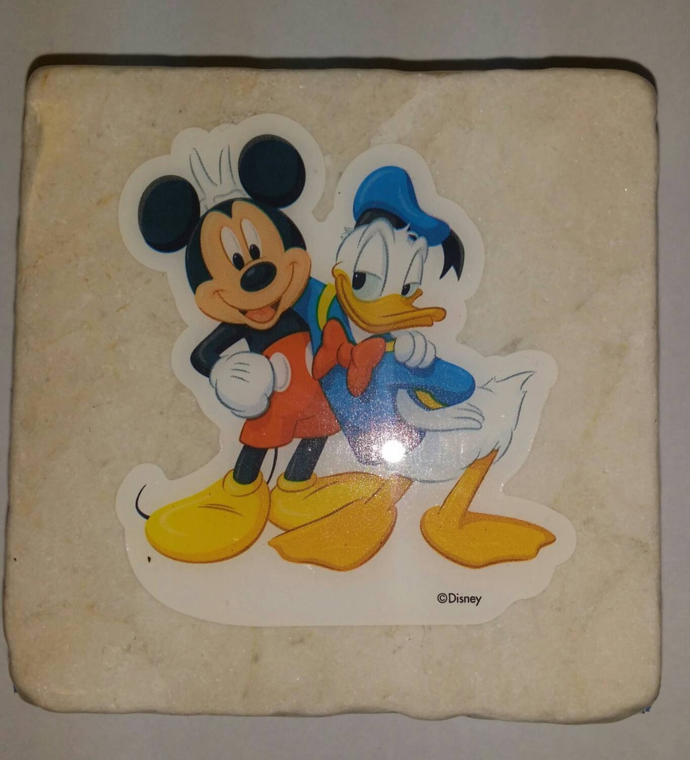 Mickie Mouse and Donald Duck Disney Marble Tile Handmade