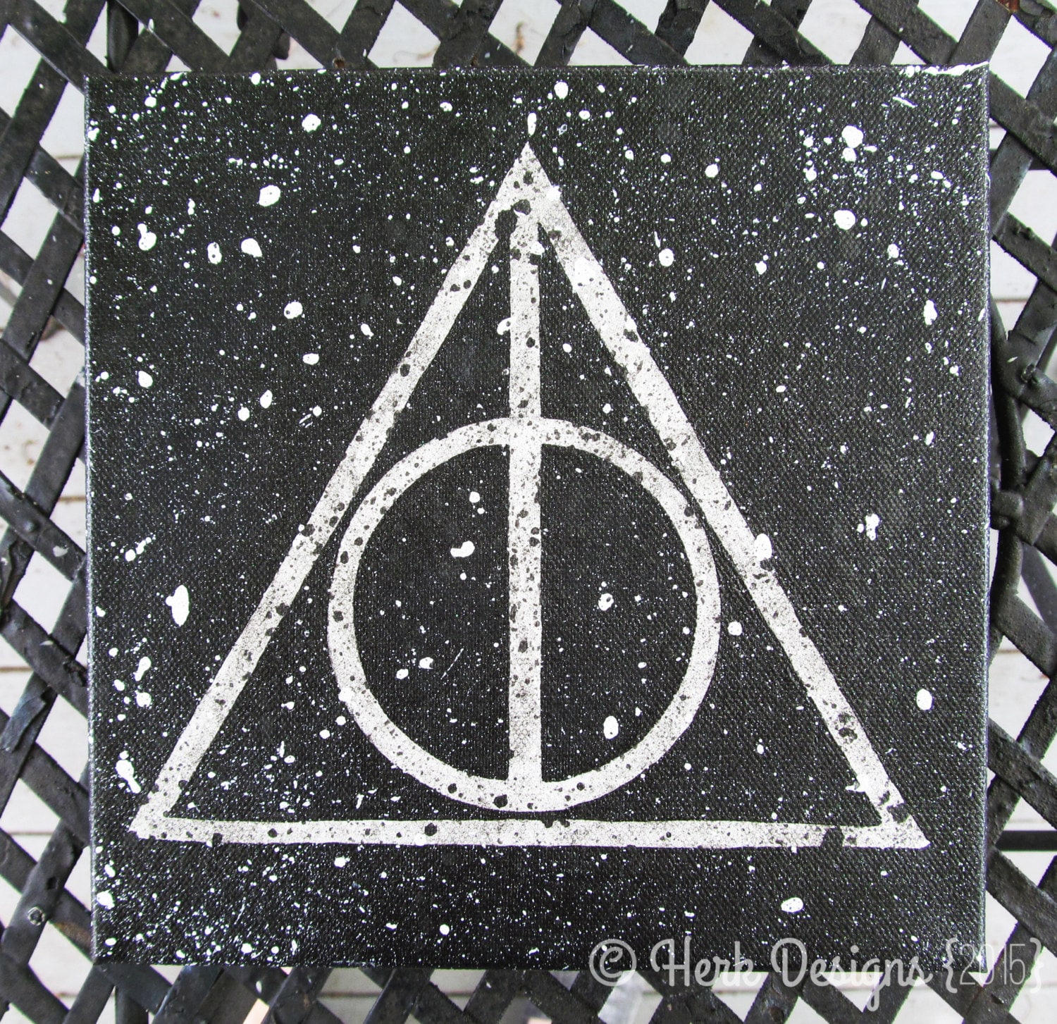 Harry Potter Deathly Hallows Symbol Action Splatter Painting