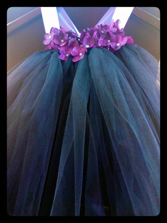 Black Flower Girl Dress / Purple Flower Girl by cookieandbird