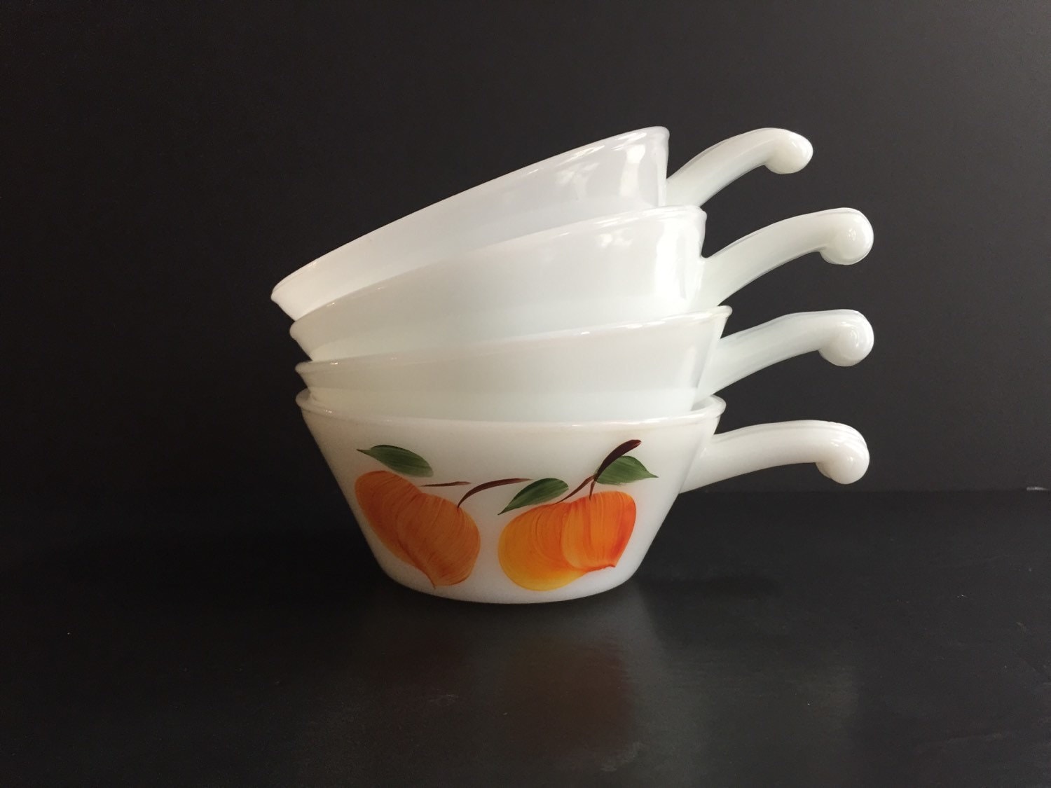 Fire King Milk Glass Bowls with Handles Includes one Gay Fad