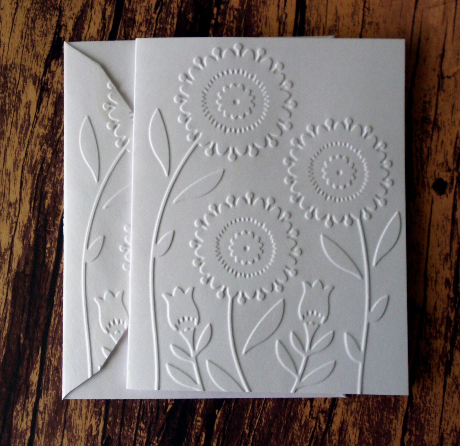 Embossed Flower Cards Set of 5 Floral Trio Cards Greeting