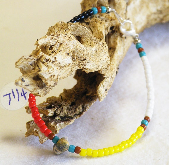 Beaded medicine wheel bracelet hand made OOAK by dancingBlackbird