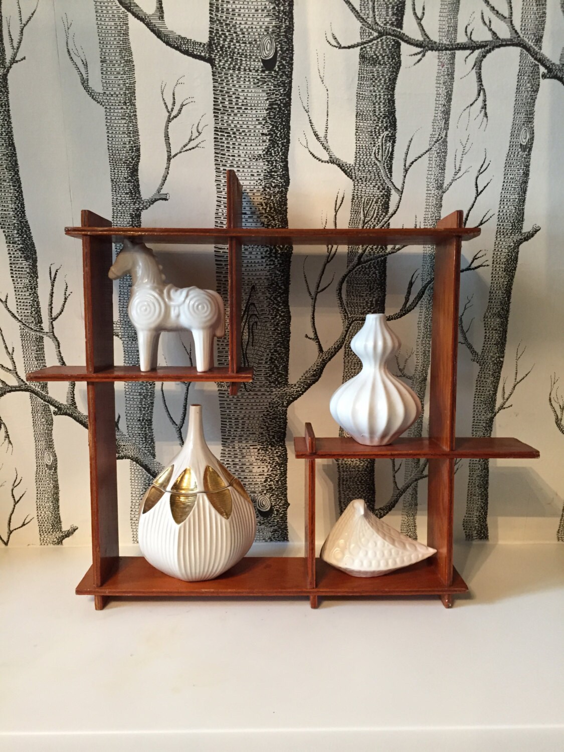 Modern Shadow Box Teak Wall Hanging