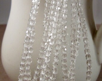 DEW DROPS 2mm Firepolish Crystal Clear Czech Glass Faceted Rounds - White Crystal Beads 2mm Crystal Clear Beads Clear Beads - Qty 50 (2-002)