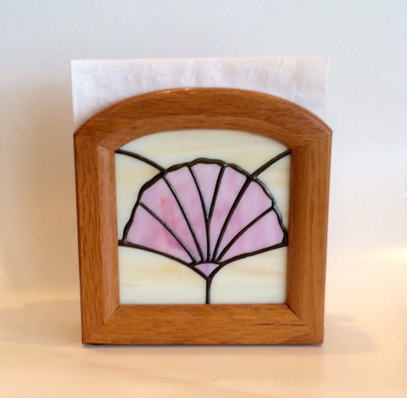 Napkin Holder with Stained Glass Nautilus by AtoZCherishedVintage