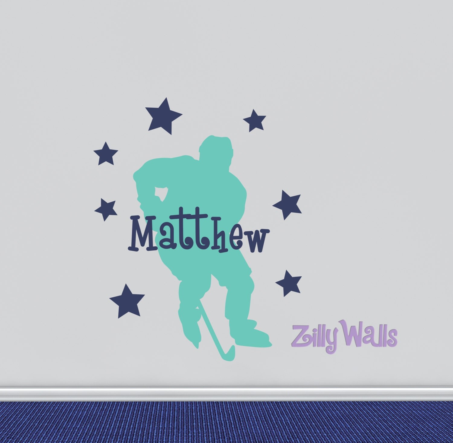 Custom Hockey Name Vinyl Name Decal by ZillyWalls on Etsy