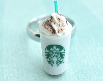 starbucks frappuccino ring-coffee ring, food jewelry, miniature food