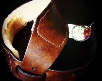 Padded Leather Guitar Straps Custom ergonomic design: "Boneless" With Sheep Pelt Padding!