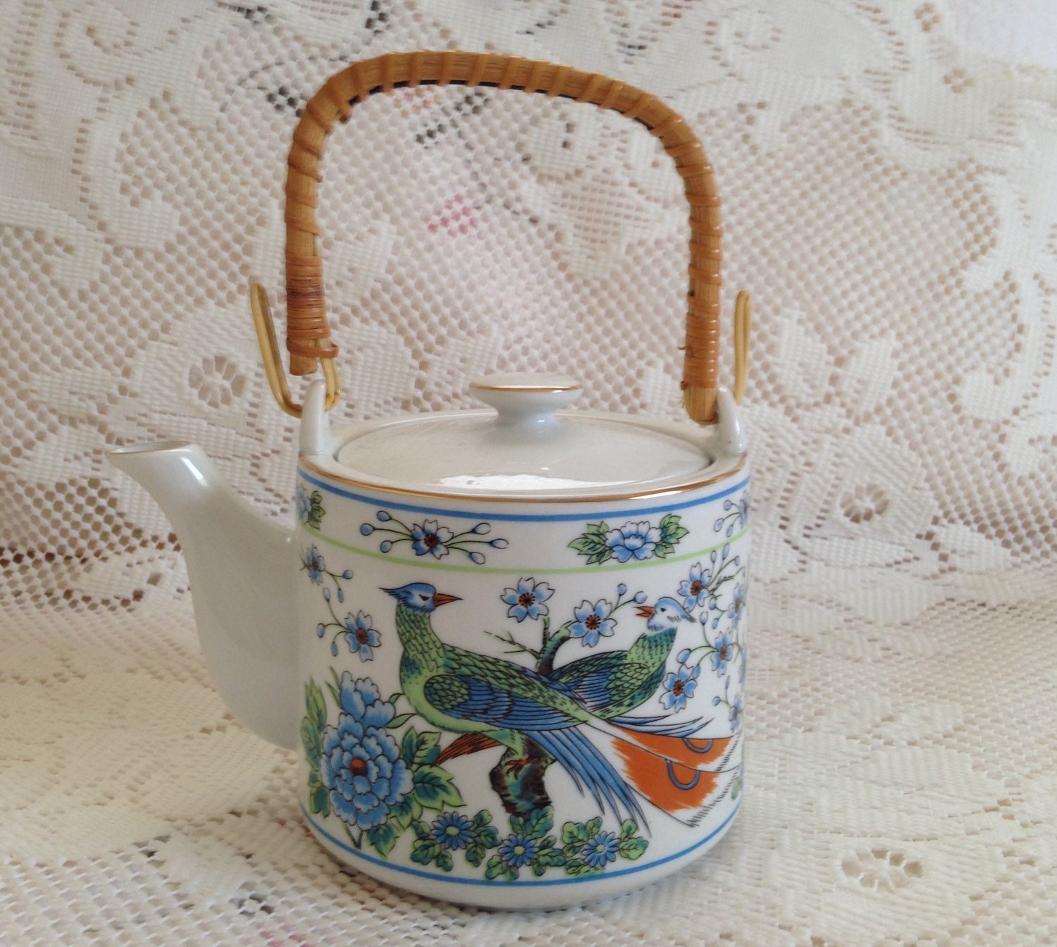 Vintage Teapot Imari Ware Japanese Tea Pot Exotic Birds