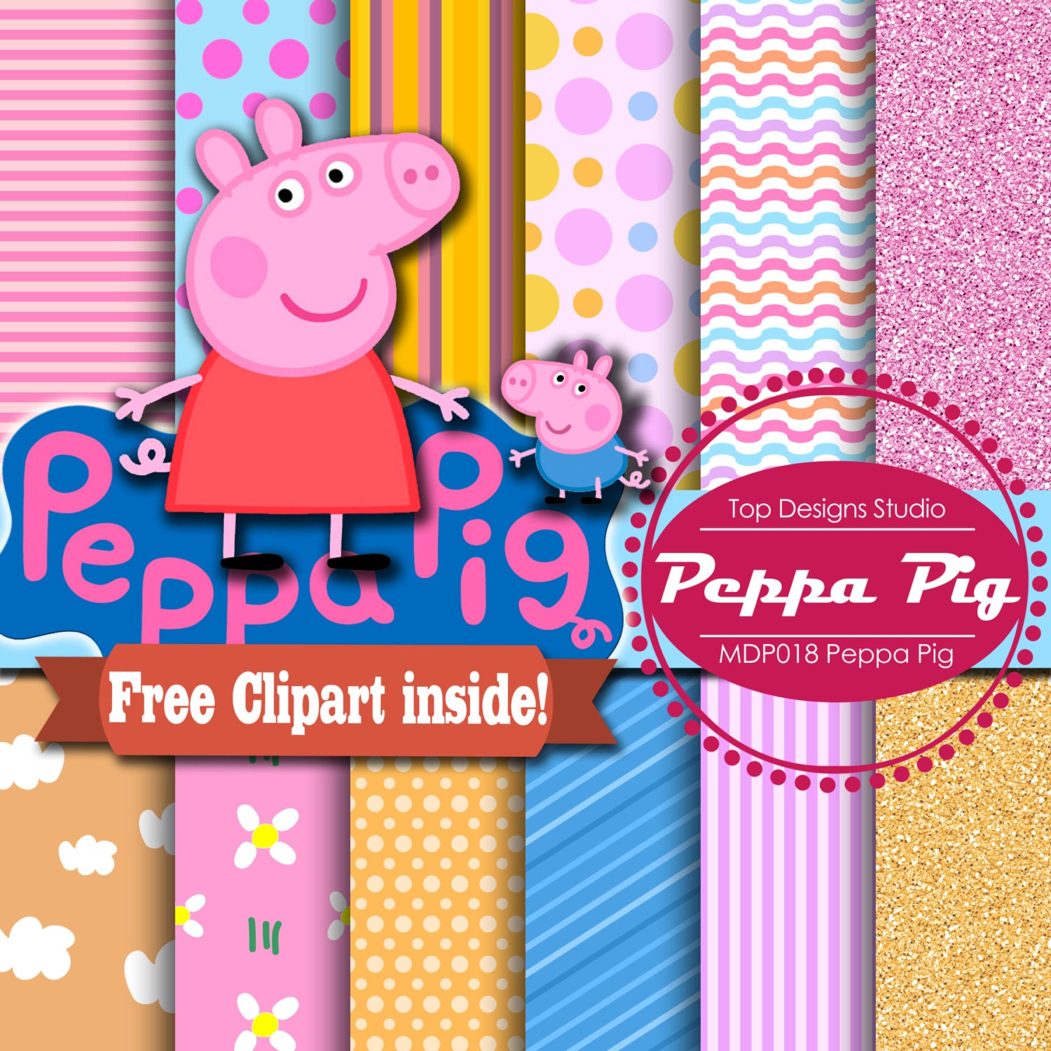 Peppa Pig Digital Paper : PEPPA PIG DIGITAL by Topdesignsstudio